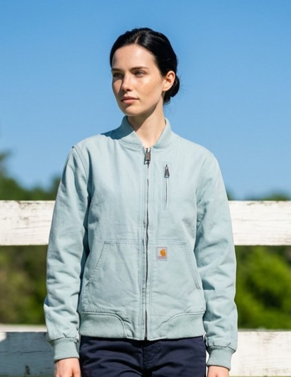 Women’s Carhartt Crawford Bomber Jacket Zip up Blue Surf Jacket Medium
